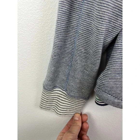 Robert Graham Men's 1/4 Zip Pullover Sweater/Sweatshirt Large Blue-White Stripes - Picture 3 of 7